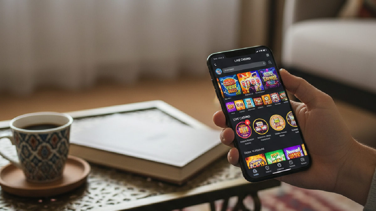 Mobilbahis mobil uygulamasında casino oyunlarını keşfeden bir kullanıcının eli